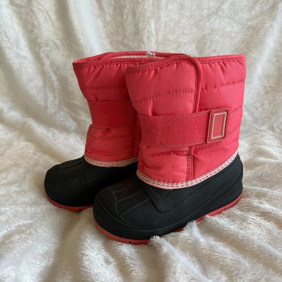 Cat & Jack Other - Cat & Jack Winter Boots Kids Size 10 Pink Black Girls Toddler Hook and Loop